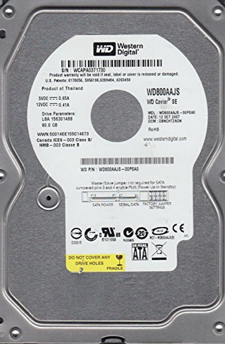 ウエスタンデジタル wd800aajs-00psa0、DCM dbncht2agn、Western Digital 80 GB SATA 3.5ハードドライブ