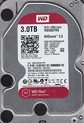 ウエスタンデジタル WD30EFRX-68EUZN0、DCM DARNHTJCA、Western Digital 3TB SATA 3.5ハードドライブ。