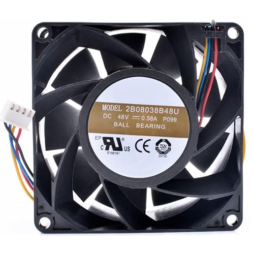 Ning Xiang DC48V 0.58A 2B08038B48U 8038 8cm 4線軸冷却ファン。