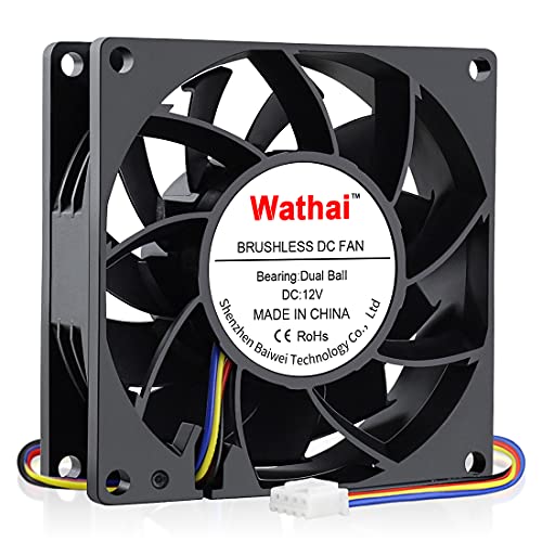 Wathai 80mm x 25mm PCコンピュータケースファン PWM 12V 4ピンファン サーバーボックスエンクロージャCPUクーラー冷却用高