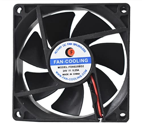 Lanfu Margaret FD8025BD2 80x80x25mm DC24V 0.25A 2線式冷却ファン。