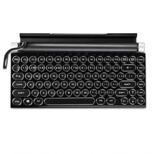 aelah タイプライター キーボード 83キー ホットスワップ メカニカルキーボード 蓝牙5.0両用接続 (ブラック 固定カラーライト)