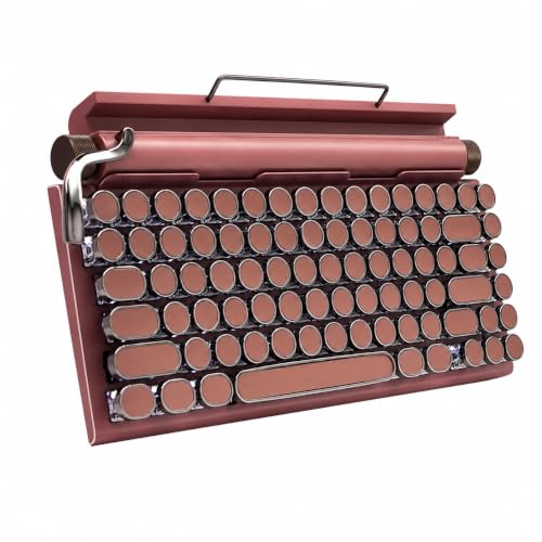 aelah タイプライター キーボード 83キー ホットスワップ メカニカルキーボード 蓝牙5.0両用接続 (ローズレッド ホワイトライト)