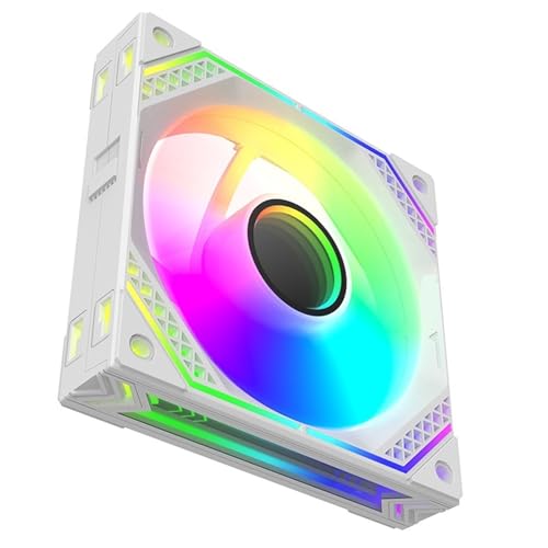 互換性がありますJM-2 ARGB 冷却ファンキットとミラーライト付き、PC ケース/水冷 360mm 用 800-2000 RPM PWM(White Reverse) XACNPNXNT-BA6AB7A2