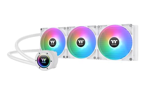 Thermaltake TH420 V2 ARGB 同期/AlO 液体クーラー/ファン 140mm x 3/PWM 500~1800 RPM/ミラーウォーターブロック/MB ARGB 同期制御/ホワイト CL-W378-PL14SW-A