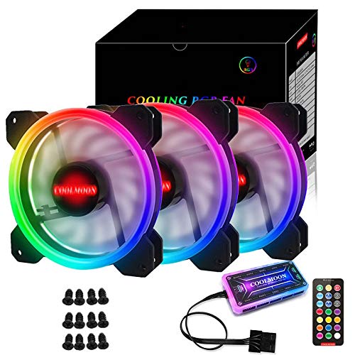 bns7fapq コンピュータークーラー コンピューターボックス PC冷却ファン RGB調整 120mm ミュート + 赤外線リモコン コンピュータークーラー RGB CPUケースファン 3