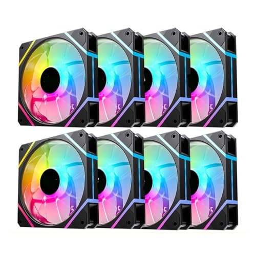WALIYIAN tianwandong Aigo AM12PRO Rgb ファン Ventoinha PC 120 ミリメートルコンピュータケースファンキット水クーラー 4pin PWM CPU 冷却ファン 3pin5v argb 12 センチメートル Ventilador(BLACK 8 FANS_A-RGB)