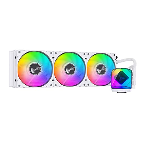Mllepjdh 銅 アルミニウム CPU 液体 ARGB CPU ウォーター PWM & ファン LGA 1700/1200/115X/2011/AM4/AM5 高性能冷却、ホワイト