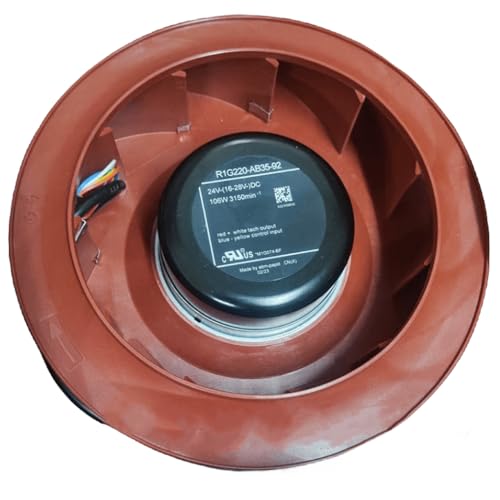 Denis Carey 24V R1G220-AB35-92 5.0A 106W 3150RPM 冷却ファン 4線 220mm。