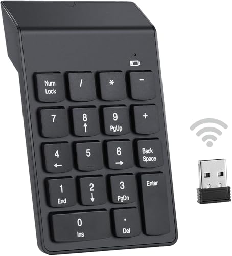 JUTOSU ワイヤレステンキー 2.4G ワイヤレス レシーバー付属 超薄型 18キー 非連動テンキー 5000万回耐久 多機種対応 Windows/Mac デスクトップPCノートブック用 USB ポータブル ブラック (Bluetooth非対応)