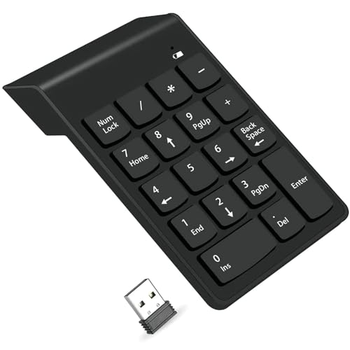 VEAGIA テンキー テンキー ワイヤレス Bluetoothではありません Tabキー付きワイヤレスレシーバー 18キー 超薄型 ポータブル 便利 5,000万サイクルの高耐久性 多くのデスクトップPCモデル ノートPCに最適 249