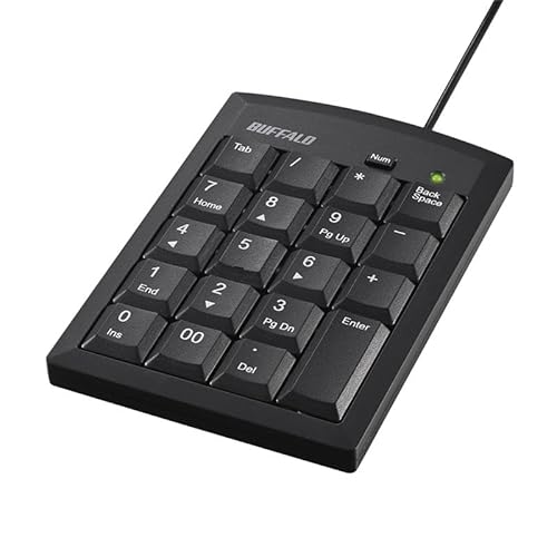 バッファロー テンキー 有線 USB Type-A Tabキー 00キー キーボード 薄型 外付け メンブレン 【 Windows 11 / 10 対応 】 BSTK135BK