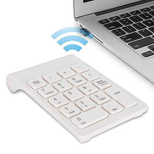 JICHENJIAN テンキー ワイヤレス、ノートパソコン用テンキーパッド 2.4G Usb シルバー ミニキーボード ワイヤレステンキーパッド 人間工学に基づいた軽量PC アクセサリ (白) JP385241024
