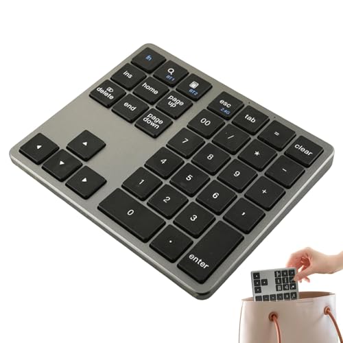 Hongmidy ハンドヘルドワイヤレスキーボード、ワイヤレステンキー | 35 キー数字キーボード,個人用 PC に静かにハンドヘルドのコンパクトなキーパッドを使用して効率的なタイピングを実現 VT1SNYCA3UQ1Q68KJN1K