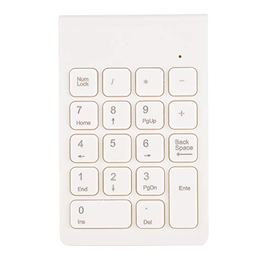 Jectse ワイヤレステンキー、USBレシーバー付き2.4GHzポータブルテンキー、人間工学に基づいた軽量外部テンキー、ラップトップ、PC、デスクトップ用のミニPCコンピューターアクセサリ(白い) Jectsexar728s5cf2090-11
