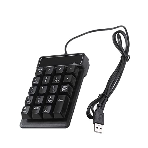 JSSEVN 有線数字キーボード テンキー 電卓 19キー テンキー 有線 メンブレン USBポート付 小型 片手デバイス 会計 銀行 オフィス 小型 持ち運び便利 ブラック XCJP220305WG006-1