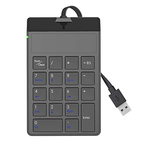 JSSEVN 有線 usbテンキー 薄型メンブレン 18キー テンキー 数字キーボード 電卓 片手デバイス 軽量 省スペース 小型 多機種対応 キー付き オフィス 会計 銀行 金融 ブラック XCJP220305WG038-5