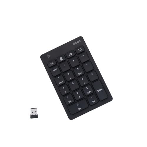 RAPOO K50 ワイヤレス テンキーパッド 2.4GHz 無線 高速データ入力 22キーテンキー 電卓・メール・ファンクションキー搭載 Windows PC/ノート PC/デスクトップ対応 USB-Aレシーバー バッテリー式電源 ブラック