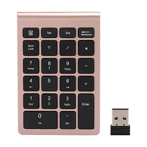 Hakeeta RF304 テンキーボード、ワイヤレステンキー、22キー、USB 2.4Gワイヤレスミニキーボード、レシーバー付き、充電式、USBプラグアンドプレイ、Android//Mac OSシステムに対応、自宅/オフィス用 在宅勤務用品バッテリーなし(ローズゴールド) Hakeetae89tvy7ous-03