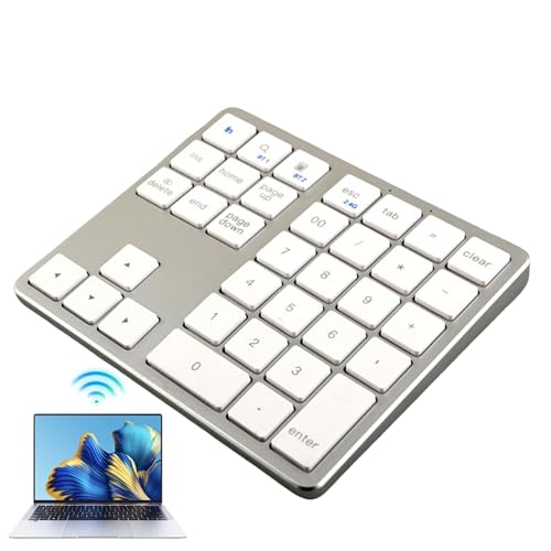 Phantasmia ワイヤレステンキー、スモールテンキー-35キースモールテンキー| | コンピューター、個人のPCで静かに使用するためのコンパクトなワイヤレスキーボード。 (シルバーホワイト) Ph-BLP6574-VJP