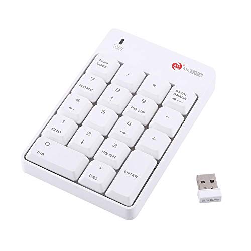 T opiky USBテンキー、 2.4GHzワイヤレスナンバーパッド テンキーNumpad18キー 10m遠隔距離 財務会計テンキー サイレントノートブックシザーキー番号キーパッド テンキーラップトップPC用、ホワイト T opiky76bs1uve9f-02