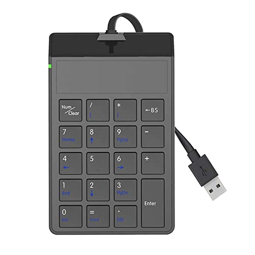 JSSEVN 有線 usbテンキー 薄型メンブレン 19キー テンキー 数字キーボード 電卓 片手デバイス 軽量 省スペース 小型 多機種対応 キー付き オフィス 会計 銀行 金融 ブラック XCJP220305WG038-1