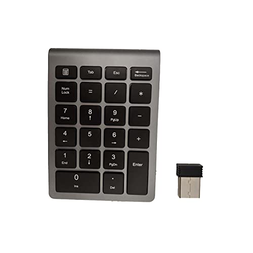 JSSEVN ワイヤレステンキーパッド 22キー 数字キーボード テンキー 耐久性 薄型 2.4G 電卓 数値テンキー コンパクト 多機種対応 キー付き オフィス 会計 銀行 金融 グレー XCJP220305WG018-2