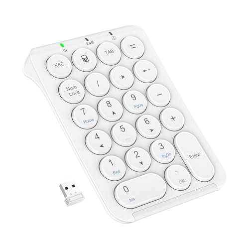 Omenluck テンキー ワイヤレス 2 4G 数字 キーボード パンタグラフ式 Type C充電 超薄型 Tabキー付き 持ち運び便利 ナンバーパッド 無線 片手デバイス 高耐久 PC ノートブック用 Windows対応 ZXJP240907W149