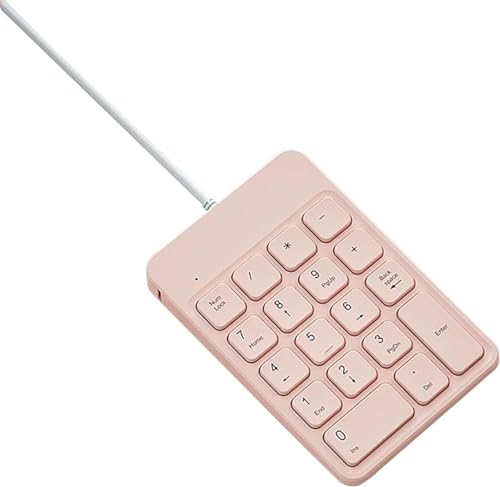 JSSEVN テンキー 有線 数字キーボード 18キーテンキー 電卓 拡張 テンキー 小型 持ち運び便利 コンパクト 高耐久 多機能ナンバーパッド PC ノートブックなどに対応 ピンク XCJP220305WG051-1