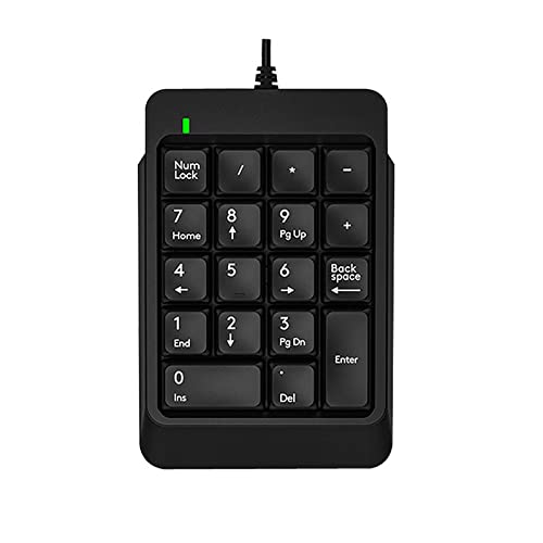 JSSEVN テンキー 電卓 小型 テンキーパッド 数字キーボード 18キー 有線 メンブレン USBポート付 高耐久 会計 銀行 金融 持ち運び便利 デスクトップ PC ノートブック用 リトラクタブルワイヤー ブラック XCJP220305WG056-2