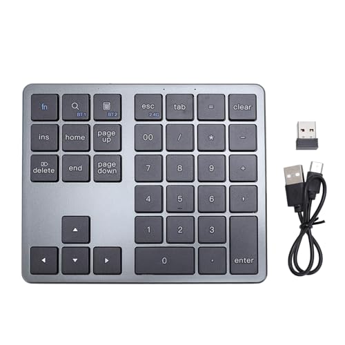 Sxhlseller テンキー、充電式バッテリー付きワイヤレスBluetoothデュアルモードテンキーパッド、PCラップトップタブレット用の超スリムデザイン (グレーブラック) Sxhlsellerb29u6i7egs-11