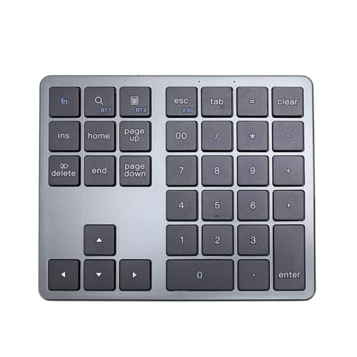 Jectse Bluetooth テンキー、35 キー充電式デュアルモードワイヤレステンキーテンキー充電ケーブル付き、ラップトップデスクトップ PC 用テンキーパッド (グレーブラック) Jesgk2em7ph1-11