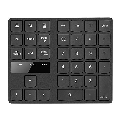 Skyeen ミニテンキー、35キー2.4Gワイヤレスウルトラスリムポータブルキーボード画面表示あり、ワイヤレステンキーにはインジケーターライトが付属、内蔵充電式バッテリー、財務会計事務所、ラップトップコンピュータに適しています、ブラック ZUB0432081910800TI