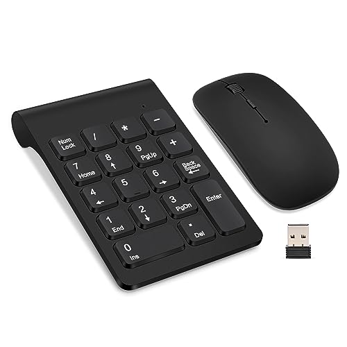 Lefon ワイヤレステンキー マウスセット 2.4Ｇ 数字キーボード＆マウス セット 18キー 小型 持ち運び USB接続 無線 ナンバーパッド USBレシーバー付き