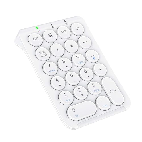 iClever テンキー Bluetooth ワイヤレス 数字 キーボード パンタグラフ式 Type-C充電 超薄型 Tabキー付き ブルートゥース 無線 ナンバーパッド 左手デバイス 片手デバイス ショートカットキー Windows/iOS/Android対応 IC-KP08 (ホワイト)