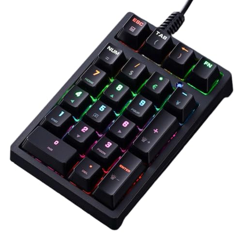 Omenluck テンキー メカニカルキーボード テンキーボード メカニカルテンキー ナンバーパッド テンキーパッド 青軸 USB ノートパソコン 有線 デスクトップコンピューター PC用 9種バックライト付き 21キー 数字キーボード Tabキー付き メカニカルテンキーパッド ABS彫刻キーキャップ ZXJP240907W052