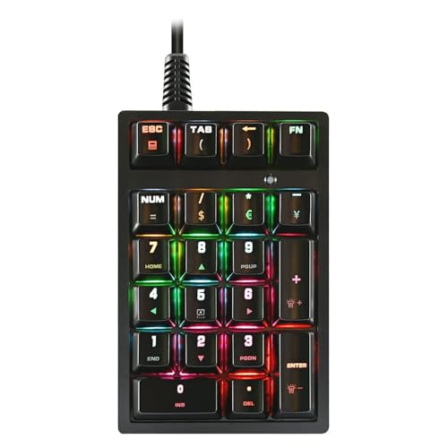 Omenluck テンキーパッド USB有線接続 21キー青軸メカニカル ポータブル USB 着脱式 5000万回高耐久 ライト付き ケーブルナイロン製 耐摩耗性と耐久性アップ ZXJP240907W240