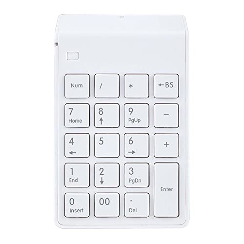 JSSEVN 2.4G ワイヤレス テンキーパッド 19キー テンキー 電卓 数字キーボード 省スペース 小型 片手デバイス 持ち運び便利 コンパクト オフィス 会計 銀行 金融 ホワイト XCJP220305WG039-3