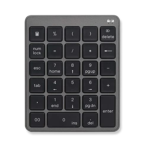 VTNLZJUHUIO ワイヤレス 2.4G テンキー電卓 Tab付き パンタグラフ 28キー メンブレン 数字キーボード 薄型 電池式 静音 USBポート付 小型 キーボード 多機種対応 グレー JUA30250306