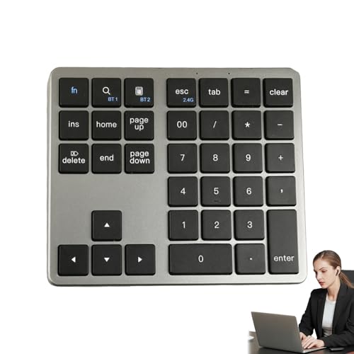ハンドヘルドワイヤレスキーボード、ワイヤレステンキー - 35 キー数字キーボード,コンパクトな は、コンピューター、パーソナル PC に静かに使用します。 MKS731K0OM60N69X