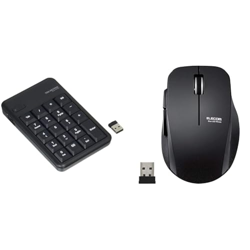エレコム 【セット買い】エレコム USB-A テンキー ワイヤレス(レシーバー付属) メンブレン 1000万回高耐久 ブラック TK-TDM017BK + ワイヤレスマウス 静音 5ボタン Mサイズ ブラック M-FBL01DBXSBK