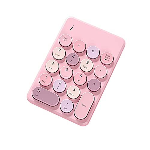 GIZMAC ワイヤレス テンキーパッド テンキー電卓 18キー 小型 数字キーボード 薄型 丸いキー設計 USBポート付 メカニカル 高耐久 オフィス 会計 銀行 金融 多機種対応 ピンク MH490708