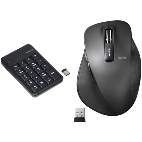 エレコム 【セット買い】エレコム USB-A テンキー ワイヤレス(レシーバー付属) メンブレン 1000万回高耐久 ブラック TK-TDM017BK + マウス ワイヤレス (レシーバー付属) Lサイズ 5ボタン (戻る・進むボタン搭載) BlueLED 握りの極み ブラック M-XGL10DBBK