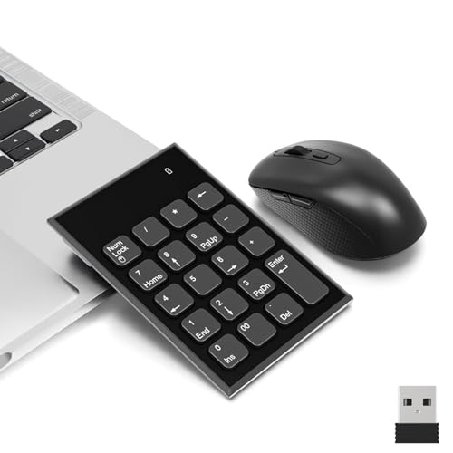 Omenluck ワイヤレステンキーマウスセット19キー2 4G 無線数字テンキー 800 1200 1600 DPI マウス セット サイレントポータブルファイナンシャル会計番号キーボード拡張 無線マウスセット ただ一つのUSBレシーバー付き ナンバーパッド 小型 数字キーボード ZXJP240907W082