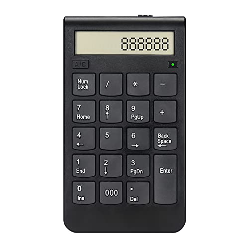 ミニ19キーテンキースマート キーボードオフィス用品 ワイヤレス 2.4G Usbテンキー 電卓 デジタルディスプレイ付き充電可能 多機能 電卓機能付きテンキー スマートキーパッド 1 個 1532