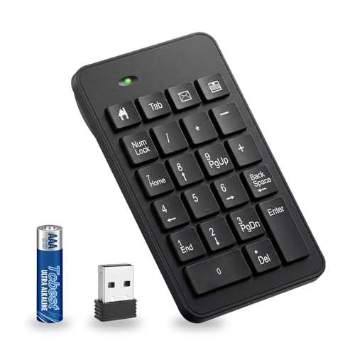 LOONASA バッテリー付きワイヤレスナンバーパッド、23キーテンキーで効率が向上。アップグレード版10キーUSBキーボード。財務会計テンキー。ノートパソコン、PC、ノートブック、デスクトップ、Surface Pro用。