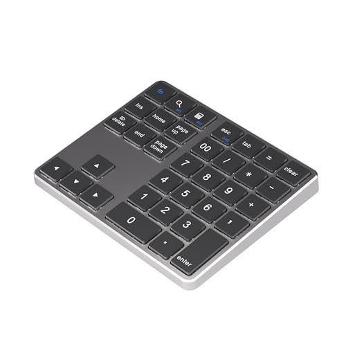 Tufduzo タフドゥゾBluetoothテンキー 35キーミニキーボード USB充電静音動作3台のデバイス同時接続に対応滑り止めベースコンパクトで持ち運びに便利会計財務事務作業に最適です (14.5*12*10cm,B)