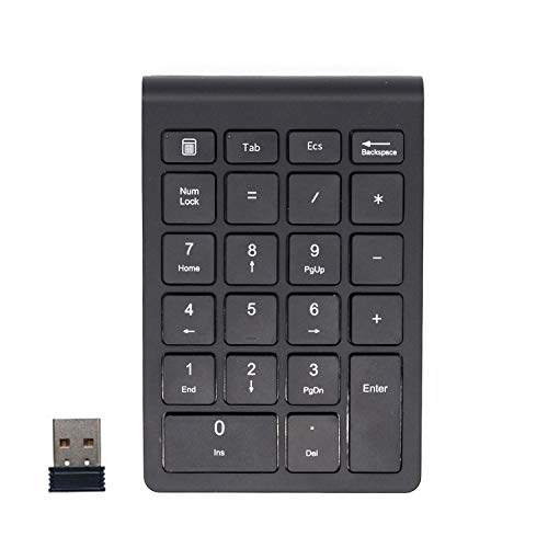 VTNLZJUHUIO 2.4G ワイヤレス テンキーパッド 22キー 数字キーボード Tab付き パンタグラフ 薄型 充電式 テンキー電卓 コンパクト ち運び便利 多機種対応 ブラック JUA30250306
