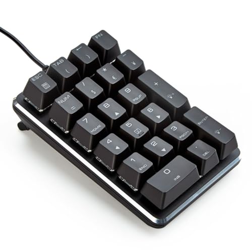 Levieny テンキーボード メカニカル式 有線 テンキーパッド 21キーテンキー バックライト 5000万回高耐久 USB接続 ブラックWindows 対応(茶軸)
