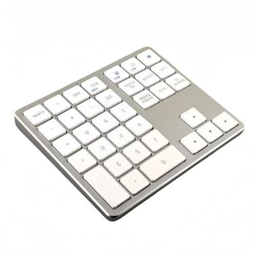 LumZen ワイヤレステンキー・コンパクト35キー・静音ハンドヘルドデジタルキーパッド・PCや携帯電話対応・デュアルモード接続 (シルバーホワイト) LumZen27288